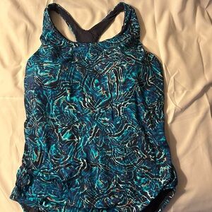 TYR Teal & Navy Abstract-Print One-Piece Swimsuit, lined